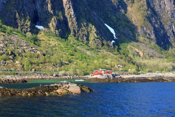 Село Рибалок Острові Лофотен Влітку Норвегії — стокове фото