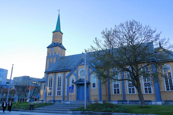 stock image May 28 2022 - Tromso in Norway: Buildings in the City during the midnight sun. Tromso is considered the northernmost city in the world with a population above 50,000