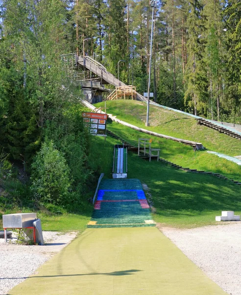 stock image Ski jumping facility for young athletes and children in the summer, Lahti in Finland