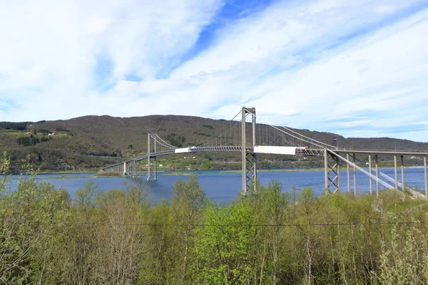 Norvégia Tjeldsund Híd Egyik Híd Amely Összeköti Lofoten Szigeteket Alagutakkal — Stock Fotó