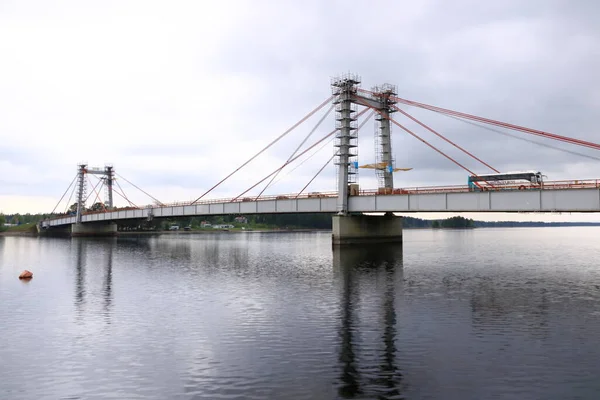 Puente Stromsund Stroms Vattudal Extenso Sistema Agua Jamtland Sueca Verano —  Fotos de Stock