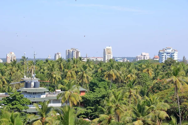 Vedere Aeriană Orașului Kannur Frumos Peisaj Natural Kerala Nucă Cocos — Fotografie, imagine de stoc