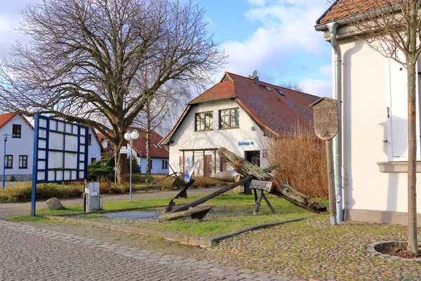 Stycznia 2023 Wieck Greifswald Niemczech Domy Wokół Portu Pięknej Wioski — Zdjęcie stockowe