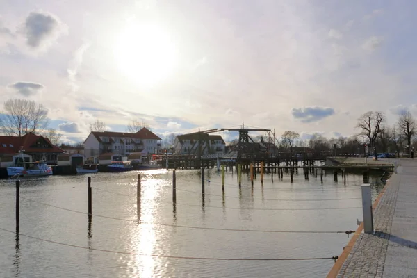 Januar 2023 Wieck Greifswald Die Hafenbrücke Des Schönen Dorfes Winter — Stockfoto