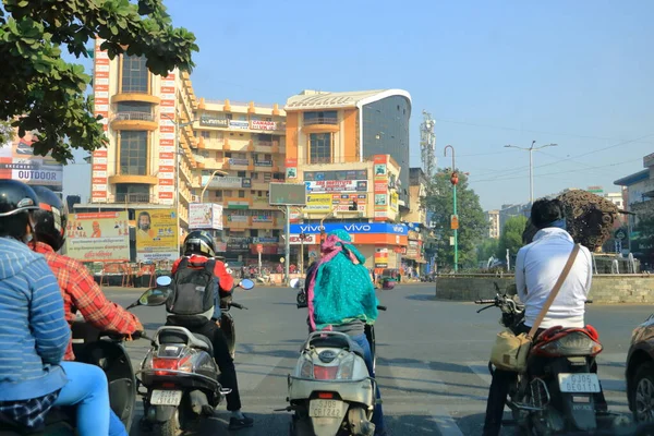 stock image December 23 2022 - Vadodara (Baroda) district, Gujarat in India: Indian Traffic on dusty streets