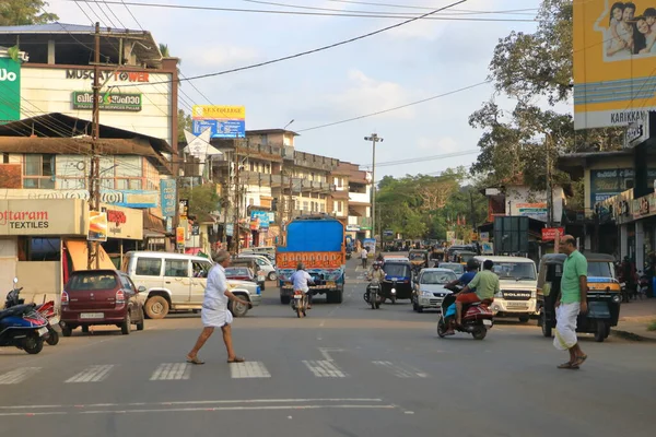 stock image December 29 2022 - Kannur district, Kerala in India: Indian Traffic on dusty streets