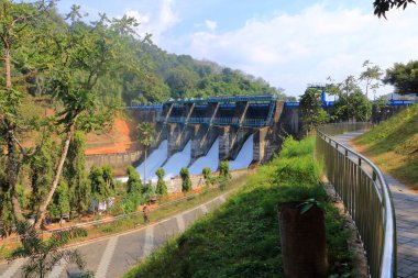 Kuttyady (Kuttiady, Kuttyadi), Kerala, Hindistan 'daki Peruvannamuzhi (peruvannamoozhi) barajından su akıyor