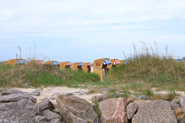 Kapuchon Strandstoelen Aan Baltische Zee Timmendorf Duitsland Eiland Poel — Stockfoto