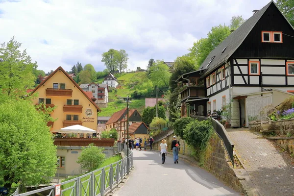 2023年5月14日 德国撒克逊瑞士拉森 撒克逊瑞士国家公园的拉森村 德国受欢迎的旅游胜地 — 图库照片
