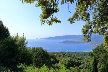 Calcatoggio, Ajaccio, Corsica, Fransa 'daki Liscia Körfezi manzarası