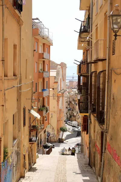 stock image May 25 2023 - Cagliari, Sardinia in Italy: People enjoy the the old town on a summer day