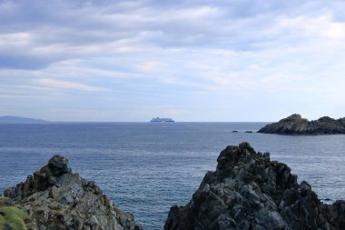 Illes Sanguinaires, Ceneviz Kulesi ve Pointe de la Parata 'ya bakın. Fransa' da Ajaccio, Korsika yakınlarında.