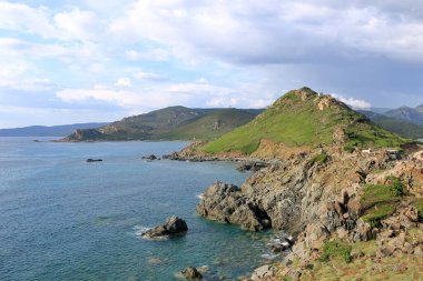 Illes Sanguinaires, Ceneviz Kulesi ve Pointe de la Parata 'ya bakın. Fransa' da Ajaccio, Korsika yakınlarında.