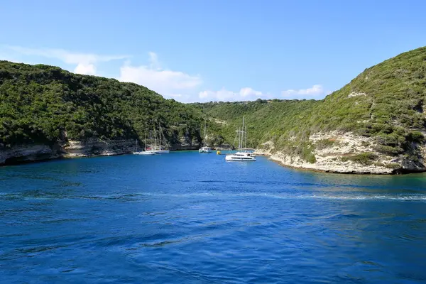 Maio 2023 Bonifacio Ilha Córsega França Porto Aldeia Luz Tarde — Fotografia de Stock