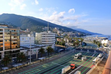 02 Haziran 2023 - Saint-Florent, Fransa Korsika: Bastia limanı panoramik görünümü