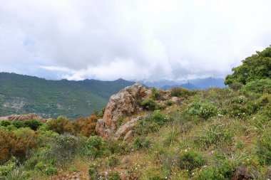 Korsika 'daki Monte Gozzi' nin tepesinden görüntü