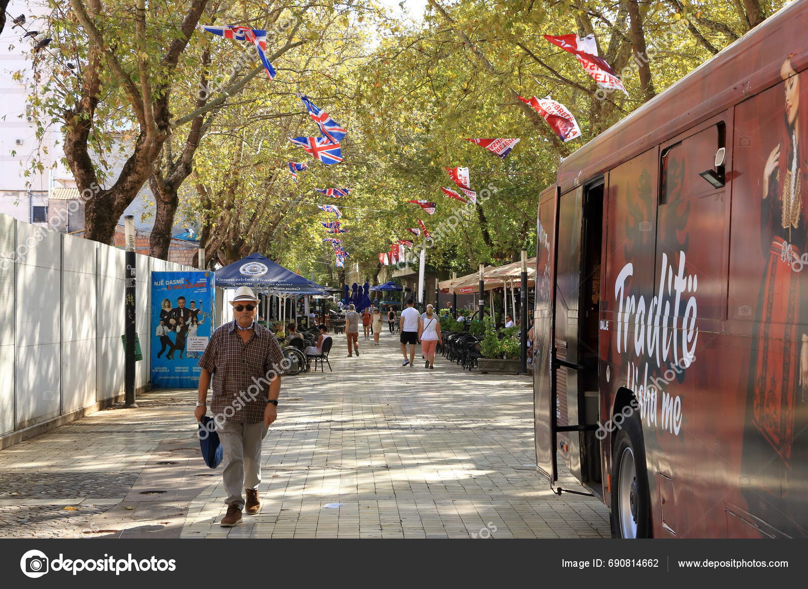 September 2023 Tirana Albania Typical Buildings Streetlife City Centre