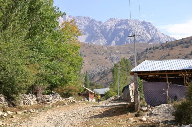 Arslanbob yakınlarındaki dağ manzarası, Kırgızistan, Orta Asya