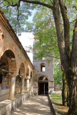 Korce Arnavutluk 'un Voskopoja köyündeki güzel Aziz Nicholas Kilisesi