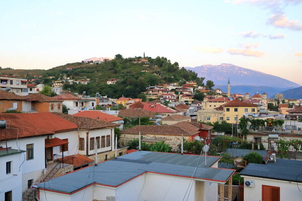 city of Berat, Berati, Albania from above, UNESCO world heritage site