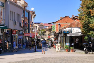 12 Eylül 2023 - Kuzey Makedonya 'da Ohri: Eski kentin sokaklarında koşuşturma ve koşuşturma