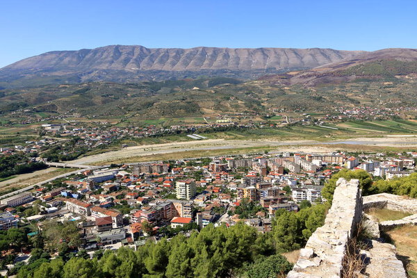 View from above to the town Berat Berati, Albania