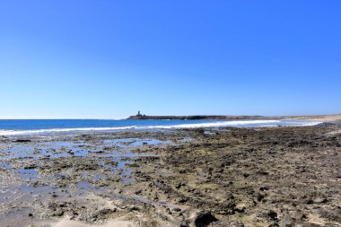 Punta Jandia Deniz Feneri manzarası Puerto de la Cruz yakınlarında, Fuerteventura, İspanya