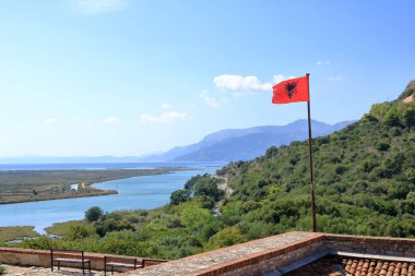 the Shore of Lake Butrint lagoon in Butrint National Park, Albania clipart