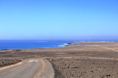 Punta Jandia Deniz Feneri manzarası Puerto de la Cruz yakınlarında, Fuerteventura, İspanya