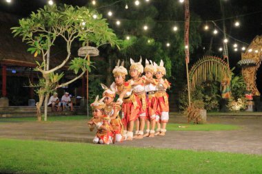 Ubud, Bali in Indonesia - January 31 2024: young dancers perform the rabbit dance clipart