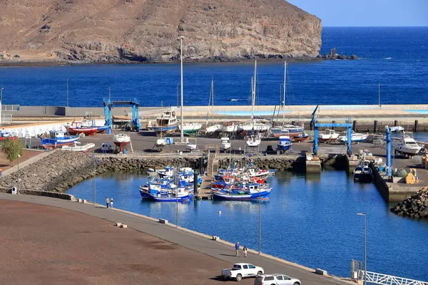 stock image Gran Tarajal, Fuerteventura in Spain - November 23 2023: Fishing boats in the port