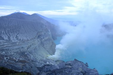 Sulfurous fumaroles in Ijen crater. Java in Indonesia clipart