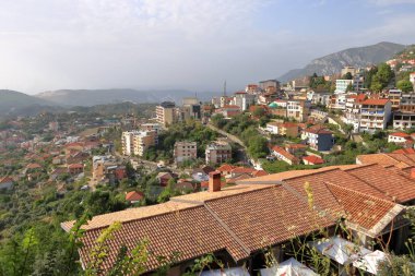 View over the old town of Kruja, Albania. clipart