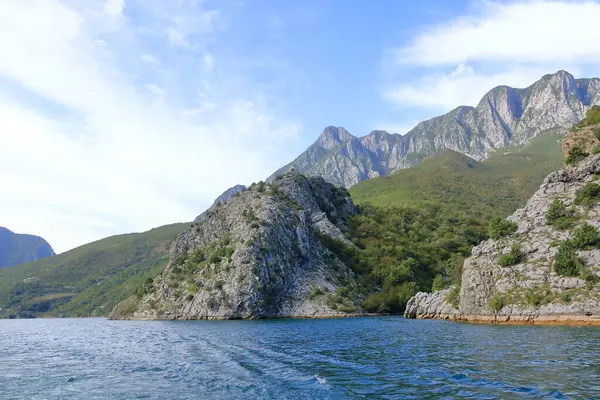 stock image View of the Koman lake in Albania