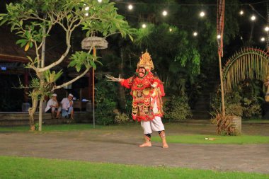 Ubud, Endonezya 'dan Bali - 31 Ocak 2024: Parlak geleneksel kostümlü güzel Balili kızlar grubu
