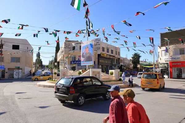 stock image Madaba in Jordan - May 08 2024: hustle and bustle in the middle of the town in the afternoon