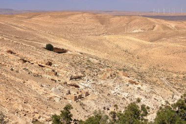 Ürdün 'deki Montreal ve Shobak Şatosu' nun yıkıntıları yakınındaki doğada panoramik bir manzara.