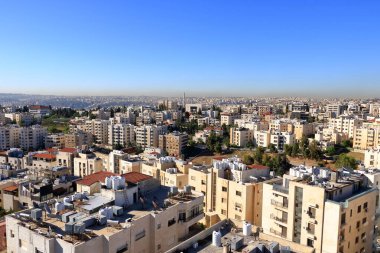 Ürdün 'deki Amman - 08 Mayıs 2024: Sabah şehir manzarası