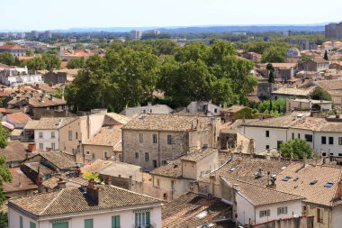 Avignon, Fransa, Avrupa - 25 Ağustos 2024: Avignon, Provence-Alpes-Cote d 'Azur üzerinde Aerial View