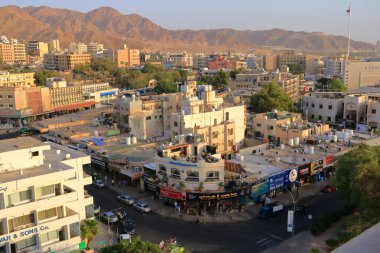 Akabe Ürdün - 17 Mayıs 2024: Akabe manzarası, yukarıdan görünüm