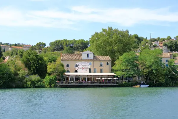 stock image Avignon in France - August 25 2024: The city of Avignon, site of the Department Gard, view from the River Rhone