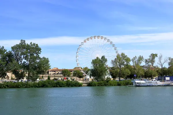 stock image Avignon in France - August 25 2024: The city of Avignon, site of the Department Vaucluse, view from the River Rhone