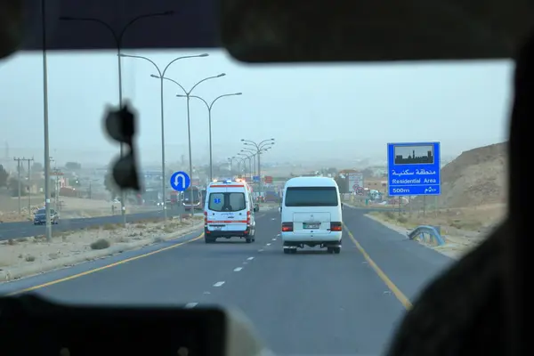 stock image Jordan in Middle East - May 11 2024: impressions of a jordan highway in the evening