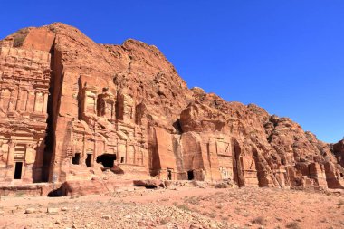 Ürdün, Petra 'daki Kraliyet Mezarları. Petra, Ürdün 'ün ana ilgi odağı. Petra UNESCO miras listesine dahil edildi.