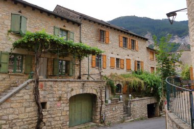 lovely streets of the village Sainte-Enimie, Gorges du Tarn in France, Europe clipart