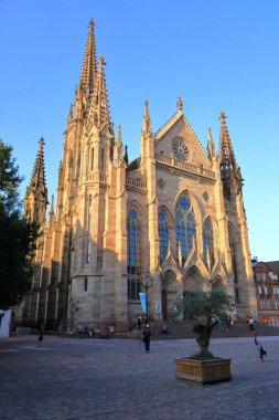 Mulhouse, Alsace in France - August 22 2024: The Temple Saint-Etienne (Protestant St. Stephen's Church) in the center of the city clipart