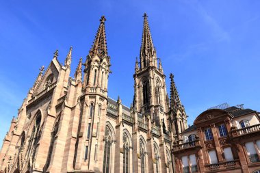 Mulhouse, Alsace in France - August 22 2024: The Temple Saint-Etienne (Protestant St. Stephen's Church) in the center of the city clipart