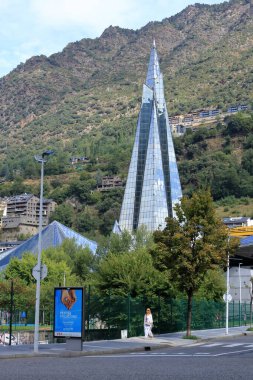 Les Escaldes - Andorra 'da Engordany - 31 Ağustos 2024: Caldea spa merkezi, Merkez Termoludic Caldea