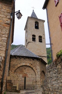 Sainte-Enimie köyünün güzel sokakları Fransa 'da Gorges du Tarn, Avrupa