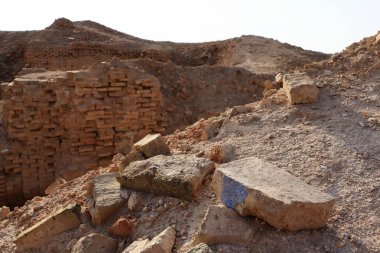 walls and bricks in the excavation site in the Ancient City of Uruk, Iraq clipart